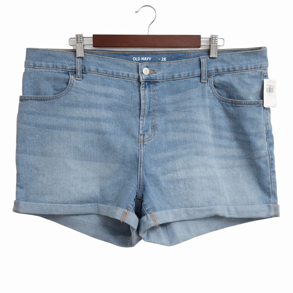 NWT Old Navy Mid-Rise WOW Denim Shorts Size 24 Light Wash